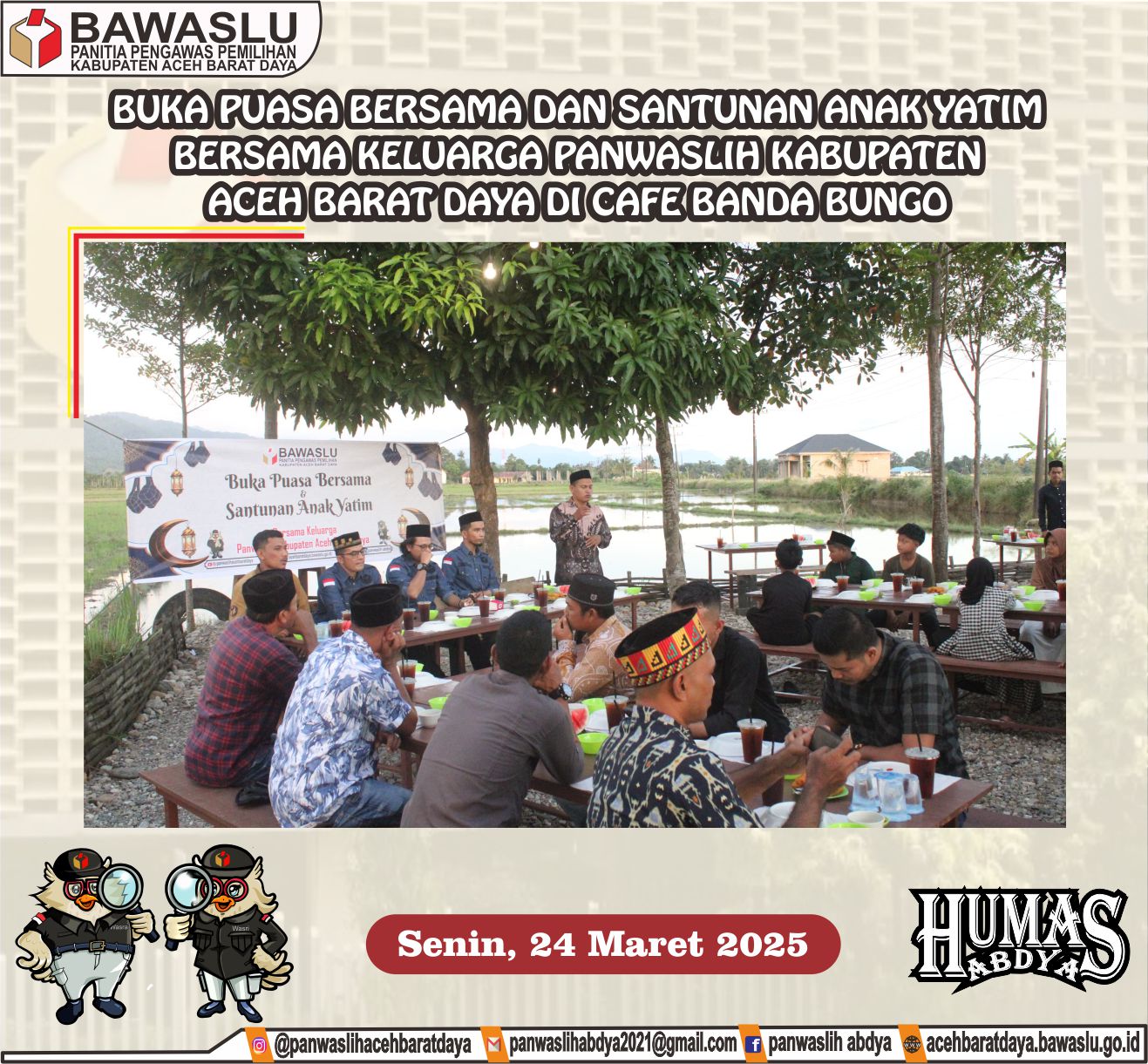 Dokumentasi Santunan Anak Yatim dan Buka Puasa Bersama di Bulan Ramadhan, Senin (24/03/2025).