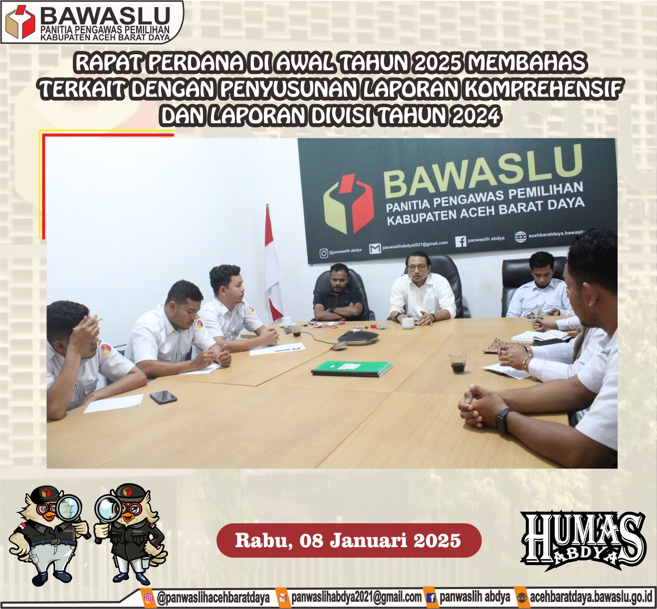 Dokumentasi Rapat Perdana Tahun 2025 Setelah Non Tahapan Pemilu dan Pilkada 2024, Rabu (08/01/2025).