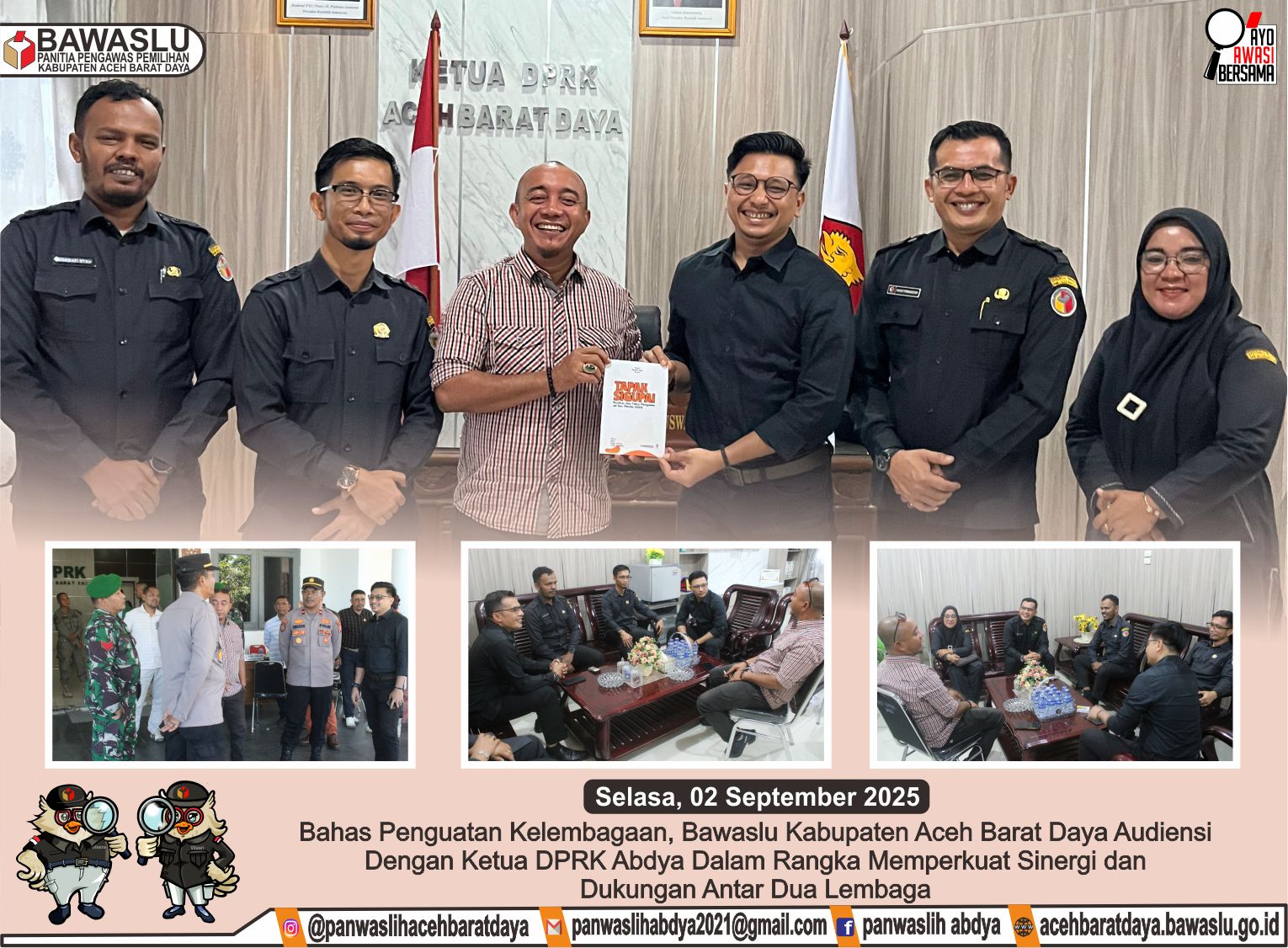 Dokumentasi Penguatan Kelembagaan, Panwaslih Abdya Audiensi Dengan Ketua DPRK Abdya (02/09/2025).