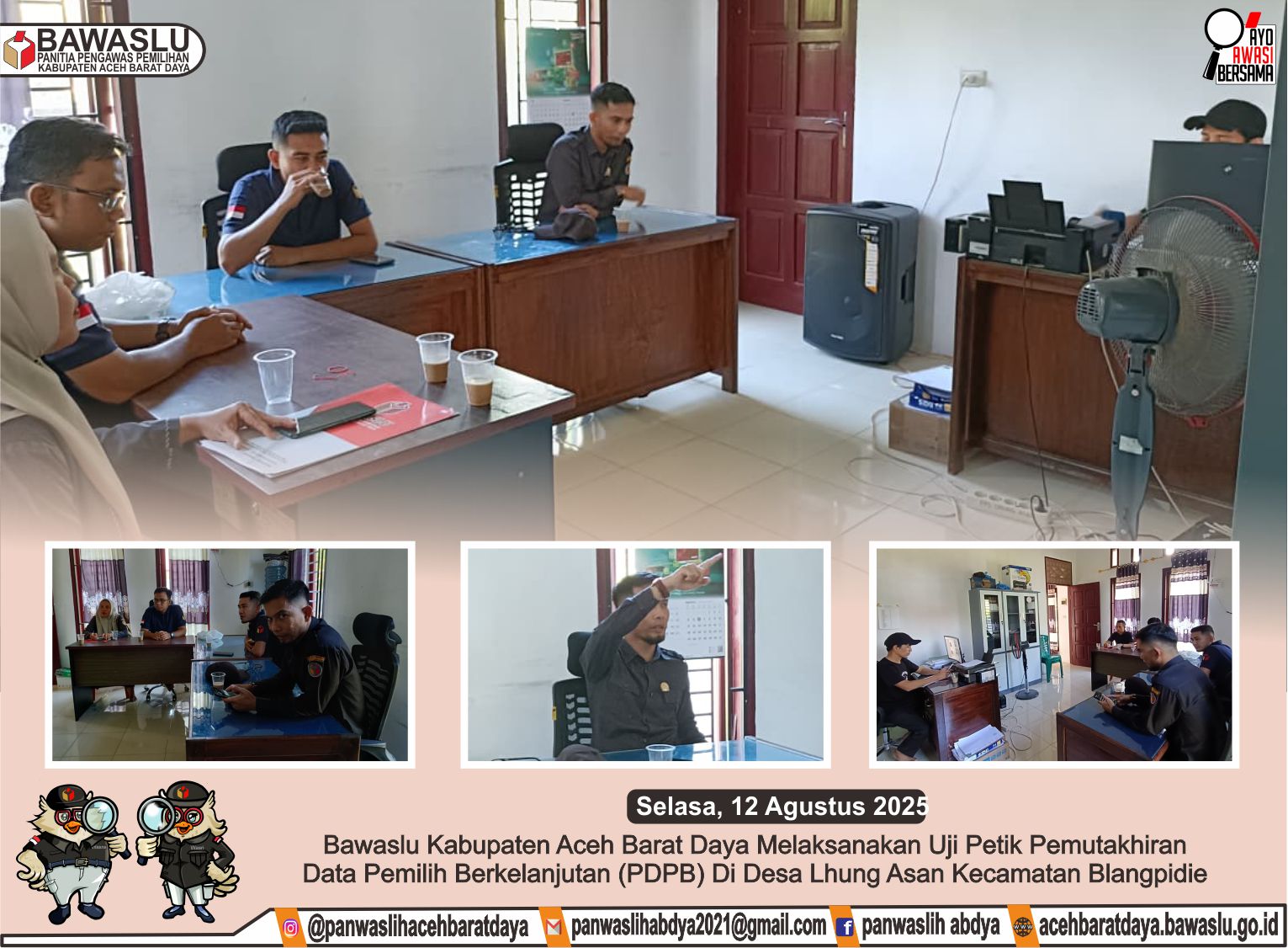 Dokumentasi Pencocokan dan Penelitian Data Pemilih Berkelanjutan (Coktas PDPB) di Desa Lhung Asan, Kecamatan Blangpidie, Selasa (12/08/2025).