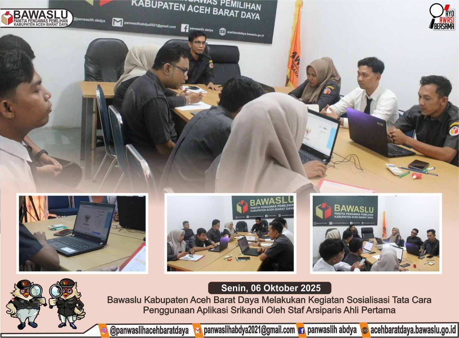 Dokumentasi Tata Cara Penggunaan Aplikasi SRIKANDI (Sistem Informasi Kearsipan Dinamis Terintegrasi) Bagi Seluruh Jajaran Sekretariat, Senin (06/10/2025).