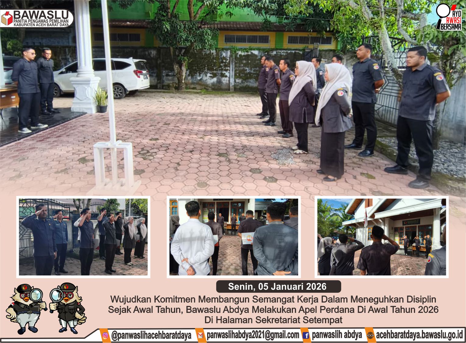 Dokumentasi Apel Perdana Tahun 2026 di halaman Sekretariat setempat, Senin (05/01/2026).