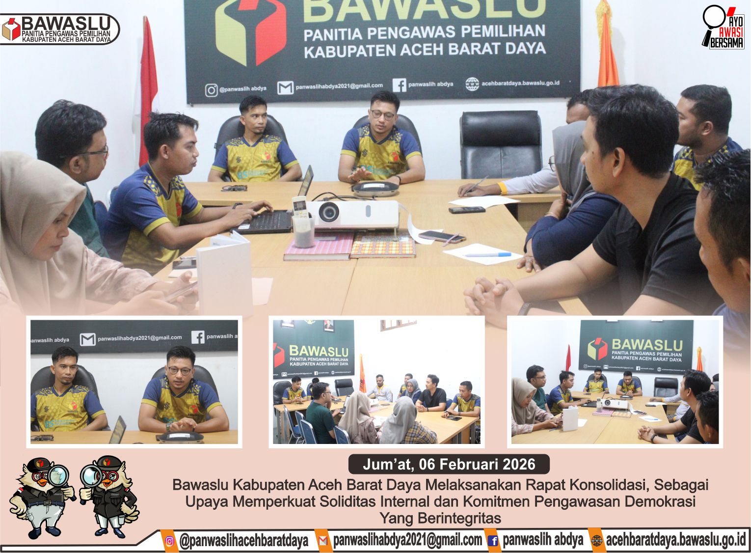 Dokumentasi Rapat Konsolidasi Demokrasi Bersama Seluruh Staf Sekretariat, Sebagai Upaya Memperkuat Soliditas Internal Dan Komitmen Pengawasan Demokrasi Yang Berintegritas, Jum'at (06/02/2026).