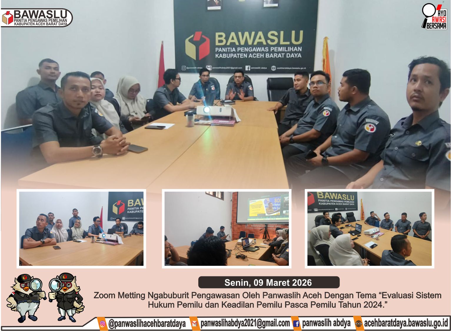 Dokumentasi Zoom Meeting Ngabuburit Pengawasan yang dilaksanakan oleh Panwaslih Aceh, Senin (09/03/2026).