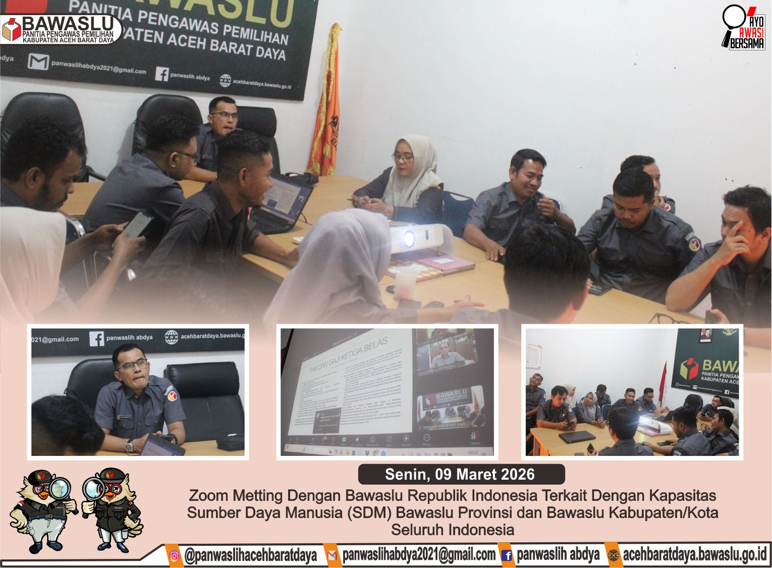 Dokumentasi Penguatan Kapasitas Sumber Daya Manusia (SDM) Bawaslu Provinsi dan Bawaslu Kabupaten/Kota seluruh Indonesia, Senin (09/03/2026).