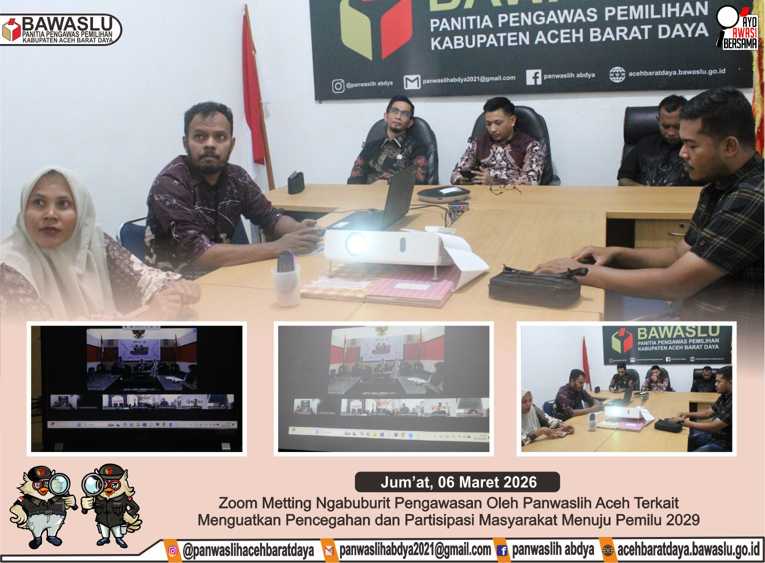 Dokumentasi Zoom Meeting Ngabuburit Pengawasan dengan mengusung tema “Menguatkan Pencegahan dan Partisipasi Masyarakat Menuju Pemilu 2029”, Jum'at (06/03/2026).