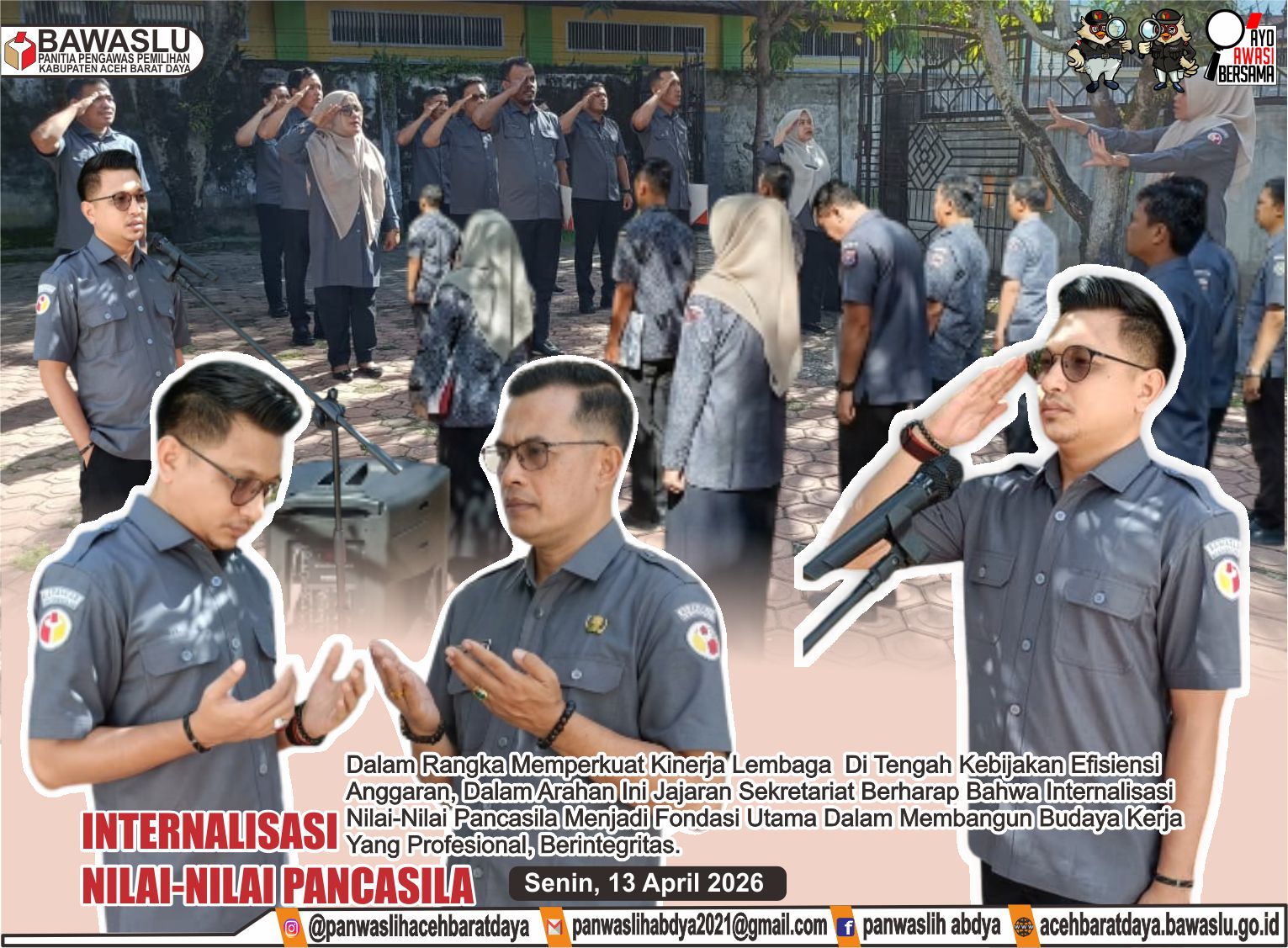 Dokumentasi apel rutin di halaman sekretariat setempat, Senin (13/04/2026).