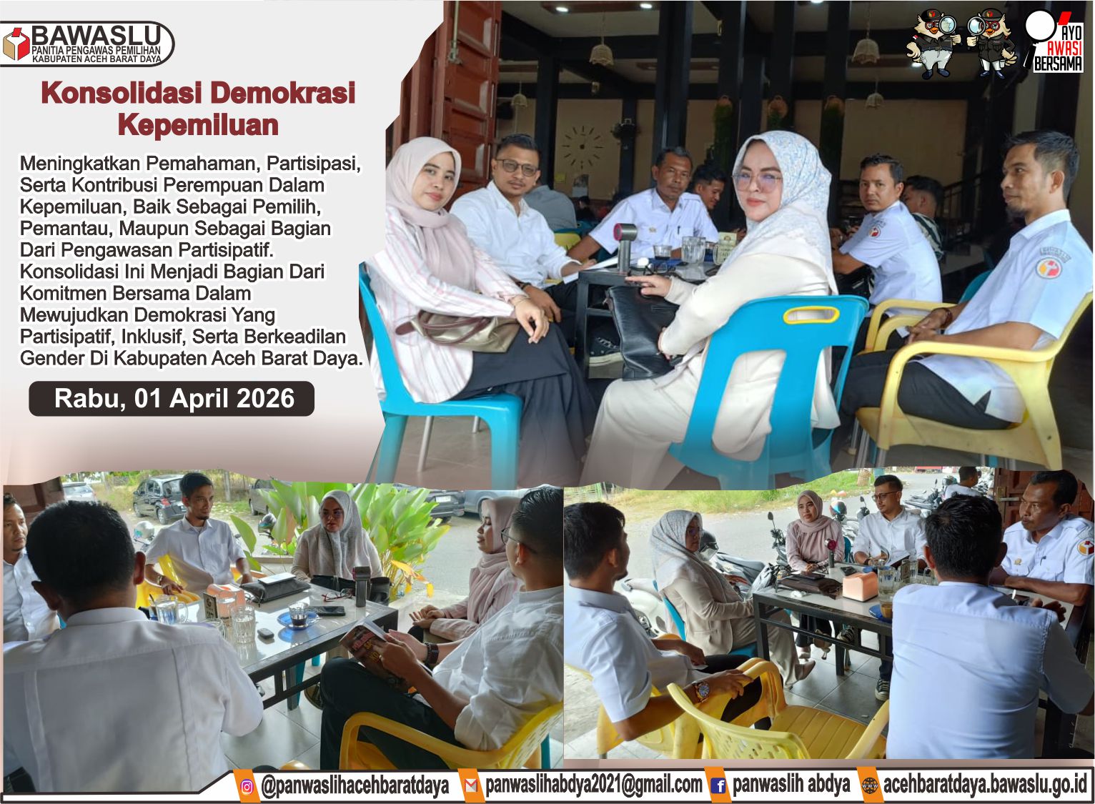 Dokumentasi Konsolidasi Demokrasi Dengan Advokasi Perempuan Kabupaten Aceh Barat Daya, Rabu (01/04/2026).