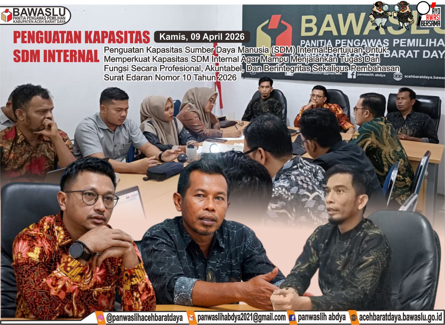 Dokumentasi penguatan Kapasitas Sumber Daya Manusia (SDM) Internal sebagai upaya meningkatkan kualitas dan profesionalisme jajaran dalam menjalankan tugas dan fungsi kelembagaan, Kamis (09/04/2026).