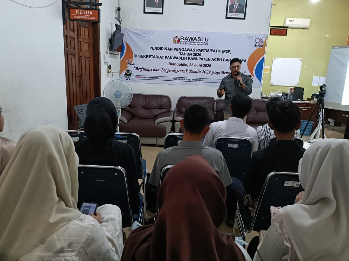 Dokumentasi pelaksanaan Pendidikan Pengawas Partisipatif (P2P) di Sekretariat Bawaslu setempat, Selasa (23/06/2026).