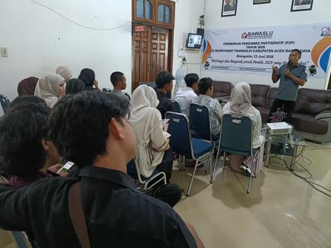 Dokumentasi Pelaksanaan Kegiatan Pendidikan Pengawas Partisipatif (P2P) Tahun 2026, bertempat di Sekretariat Bawaslu Kabupaten Aceh Barat Daya, Selasa (23/06/2026).