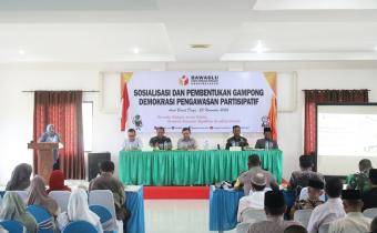Dokumentasi Sosialisasi dan Pembentukan Gampong Demokrasi Pengawasan Partisipatif di Hotel Loser Blangpidie, Sabtu (23/11/2024).