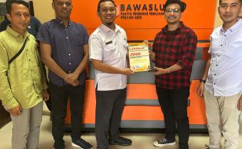 Panwaslih Abdya Menyampaikan Laporan Jaringan Dokumentasi dan Informasi Hukum (JDIH) Tahun 2023, Rabu (15/06/2024).