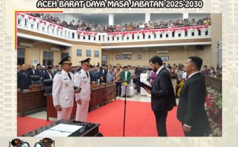 Rapat Paripurna Pelantikan Bupati dan Wakil Bupati Abdya Masa Jabatan 2025-2030 di Gedung DPRK, Minggu (16/02/2025).