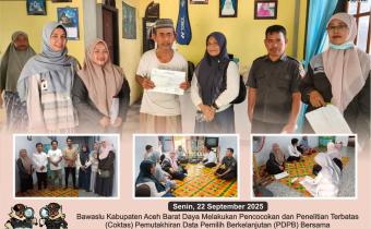 Dokumentasi Pencocokan dan Penelitian Terbatas (Coktas) Pemutakhiran Data Pemilih Berkelanjutan (PDPB) di Desa Cot Mane, Kecamatan Jeumpa yang dilakukan oleh KIP Abdya, Senin (22/09/2025).