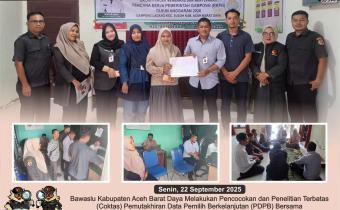 Dokumentasi Pencocokan dan Penelitian Terbatas (Coktas) terhadap Data Pemilih Berkelanjutan (PDPB) di Desa Ladang dan Desa Pulau Kayu, Kecamatan Susoh, Senin (22/09/2025).