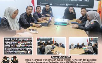 Dokumentasi Rapat Koordinasi Pembahasan Tugas, Fungsi, Kewajiban, dan Larangan Pegawai Pemerintah dengan Perjanjian Kerja (P3K) secara Zoom Meeting, Senin (7/7/2025).