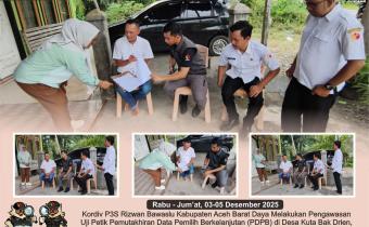 Dokumentasi uji petik terkait Pemutakhiran Data Pemilih Berkelanjutan (PDPB) di wilayah Kecamatan Tangan-Tangan. Kegiatan verifikasi faktual lapangan ini berlangsung selama tiga hari, terhitung sejak Rabu hingga Jumat (03-05/12/2025).