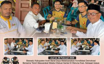 Dokumentasi Konsolidasi Demokrasi Bersama Tokoh Masyarakat Melalui Diskusi Santai Di Warung Kopi, Sebagai Upaya Memperkuat Partisipasi Publik Dan Pengawasan Demokrasi, Jum'at (06/02/2026).
