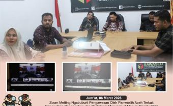 Dokumentasi Zoom Meeting Ngabuburit Pengawasan dengan mengusung tema “Menguatkan Pencegahan dan Partisipasi Masyarakat Menuju Pemilu 2029”, Jum'at (06/03/2026).