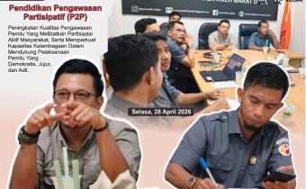 Dokumentasi Kegiatan Rapat Evaluasi Pelaksanaan Pengawasan Pemilu Partisipatif Tahun 2026, Selasa (28/04/2026).