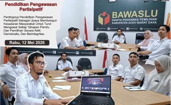Dokumentasi Zoom Meeting Rapat Persiapan Kegiatan Pendidikan Pengawasan Pemilu Partisipatif yang diselenggarakan oleh Bawaslu Provinsi Aceh pada Selasa (12/5/2026).