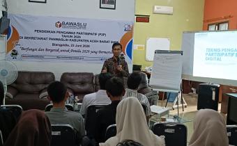 Dokumentasi Pelaksanaan Kegiatan Pendidikan Pengawas Partisipatif (P2P) Tahun 2026 di Sekretariat Bawaslu setempat, Selasa (23/06/2026).